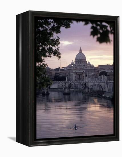 Skyline of St. Peter's from Ponte Umberto, Rome, Lazio, Italy-Adam Woolfitt-Framed Premier Image Canvas