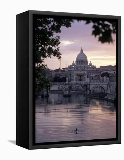 Skyline of St. Peter's from Ponte Umberto, Rome, Lazio, Italy-Adam Woolfitt-Framed Premier Image Canvas