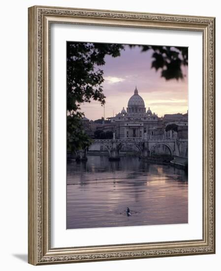 Skyline of St. Peter's from Ponte Umberto, Rome, Lazio, Italy-Adam Woolfitt-Framed Photographic Print