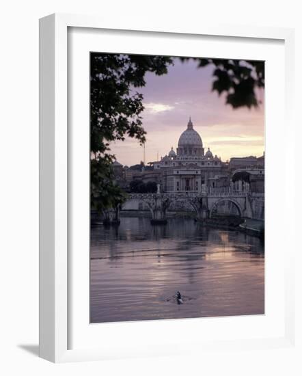 Skyline of St. Peter's from Ponte Umberto, Rome, Lazio, Italy-Adam Woolfitt-Framed Photographic Print