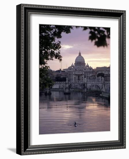 Skyline of St. Peter's from Ponte Umberto, Rome, Lazio, Italy-Adam Woolfitt-Framed Photographic Print