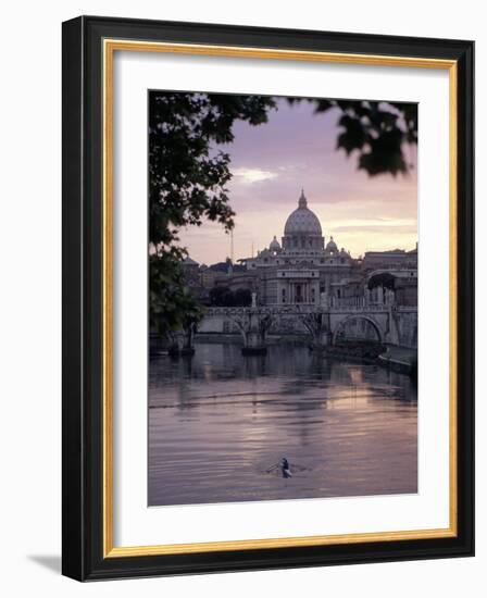 Skyline of St. Peter's from Ponte Umberto, Rome, Lazio, Italy-Adam Woolfitt-Framed Photographic Print