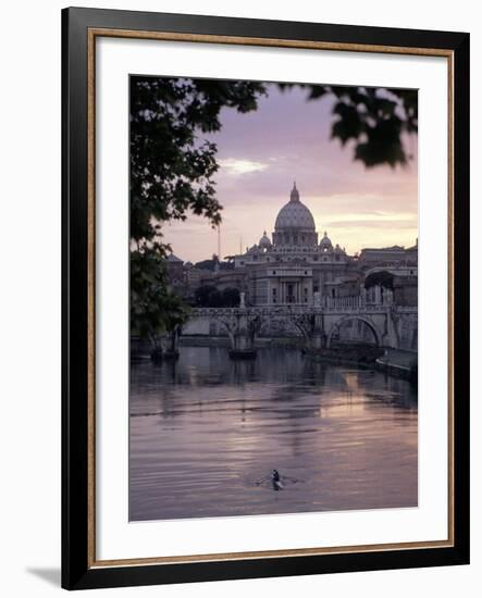 Skyline of St. Peter's from Ponte Umberto, Rome, Lazio, Italy-Adam Woolfitt-Framed Photographic Print