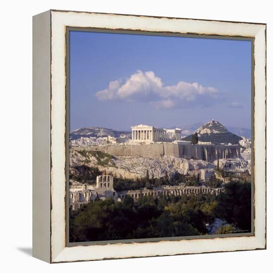 Skyline of the Acropolis with Lykabettos Hill in the Background, Athens, Greece-Roy Rainford-Framed Premier Image Canvas