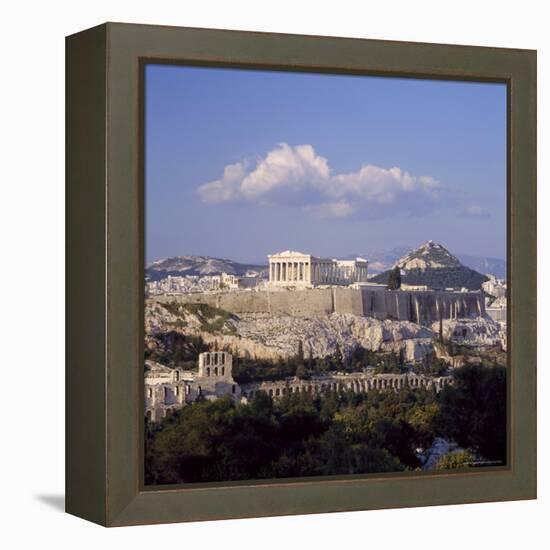 Skyline of the Acropolis with Lykabettos Hill in the Background, Athens, Greece-Roy Rainford-Framed Premier Image Canvas
