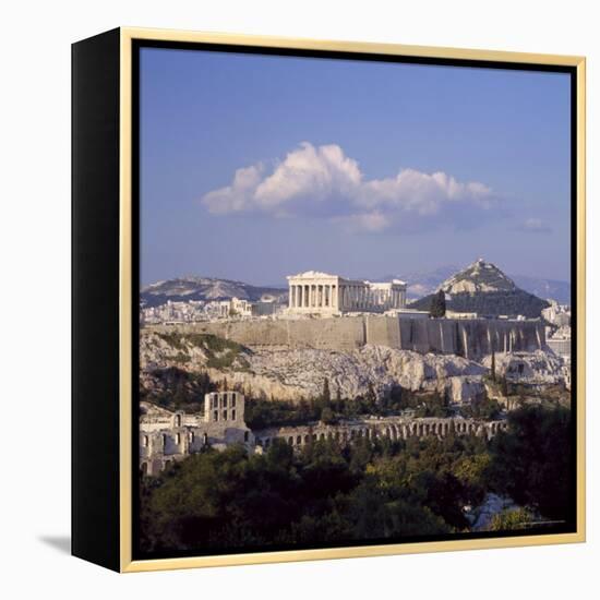 Skyline of the Acropolis with Lykabettos Hill in the Background, Athens, Greece-Roy Rainford-Framed Premier Image Canvas