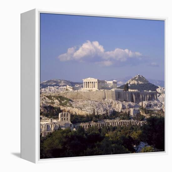 Skyline of the Acropolis with Lykabettos Hill in the Background, Athens, Greece-Roy Rainford-Framed Premier Image Canvas