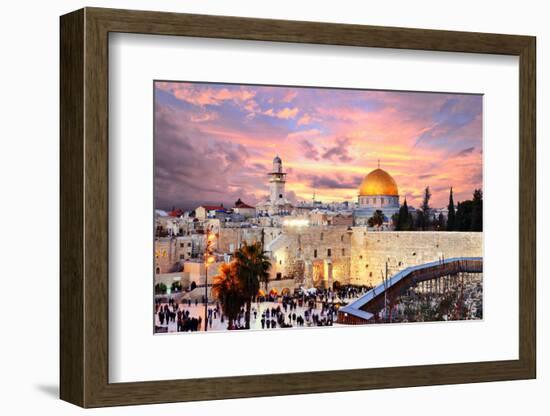 Skyline of the Old City at He Western Wall and Temple Mount in Jerusalem, Israel.-SeanPavonePhoto-Framed Photographic Print