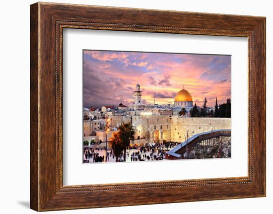 Skyline of the Old City at He Western Wall and Temple Mount in Jerusalem, Israel.-SeanPavonePhoto-Framed Photographic Print