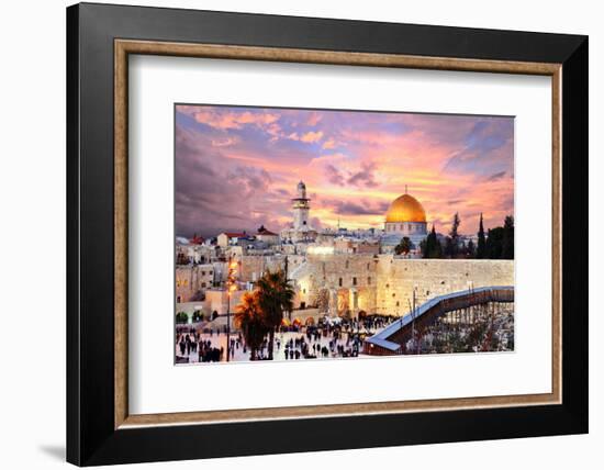 Skyline of the Old City at He Western Wall and Temple Mount in Jerusalem, Israel.-SeanPavonePhoto-Framed Photographic Print