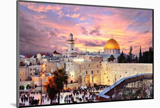 Skyline of the Old City at He Western Wall and Temple Mount in Jerusalem, Israel.-SeanPavonePhoto-Mounted Photographic Print