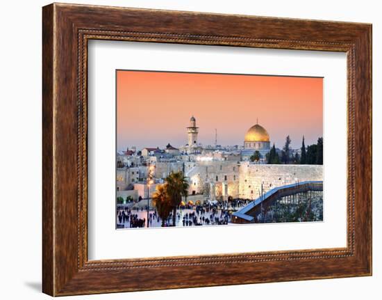 Skyline of the Old City at He Western Wall and Temple Mount in Jerusalem, Israel.-ESB Professional-Framed Photographic Print