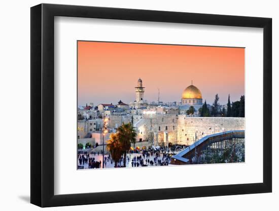 Skyline of the Old City at He Western Wall and Temple Mount in Jerusalem, Israel.-ESB Professional-Framed Photographic Print