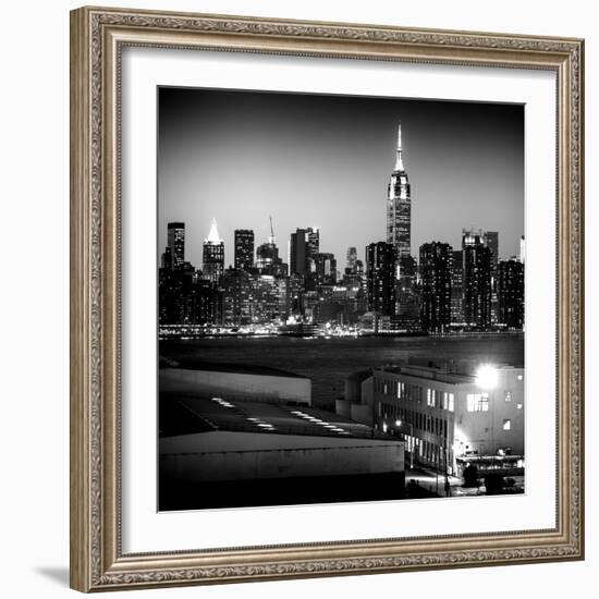 Skyline of the Skyscrapers of Manhattan by Night from Brooklyn-Philippe Hugonnard-Framed Photographic Print