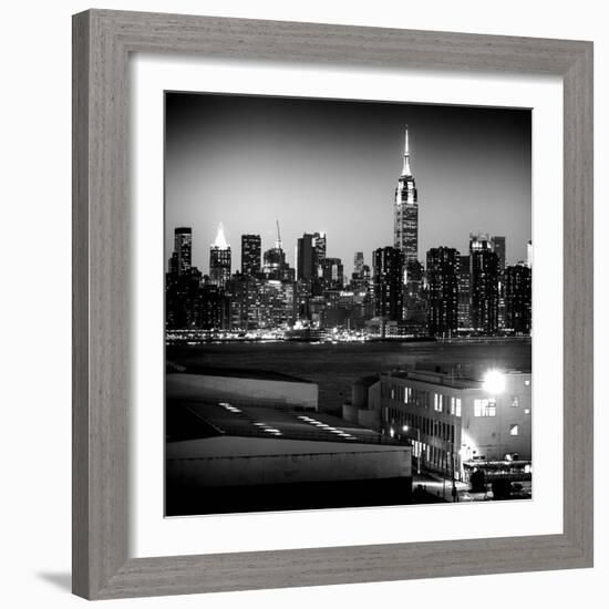 Skyline of the Skyscrapers of Manhattan by Night from Brooklyn-Philippe Hugonnard-Framed Photographic Print