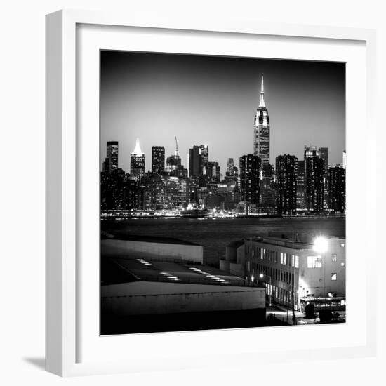 Skyline of the Skyscrapers of Manhattan by Night from Brooklyn-Philippe Hugonnard-Framed Photographic Print