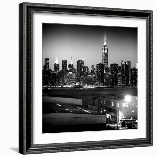 Skyline of the Skyscrapers of Manhattan by Night from Brooklyn-Philippe Hugonnard-Framed Photographic Print