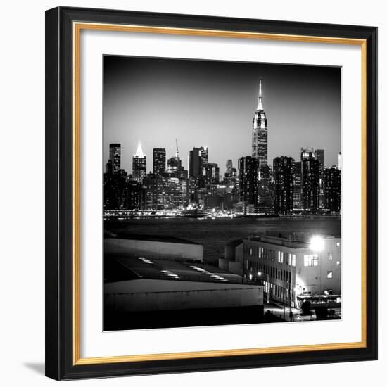 Skyline of the Skyscrapers of Manhattan by Night from Brooklyn-Philippe Hugonnard-Framed Photographic Print