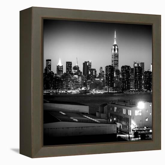 Skyline of the Skyscrapers of Manhattan by Night from Brooklyn-Philippe Hugonnard-Framed Premier Image Canvas