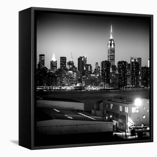 Skyline of the Skyscrapers of Manhattan by Night from Brooklyn-Philippe Hugonnard-Framed Premier Image Canvas