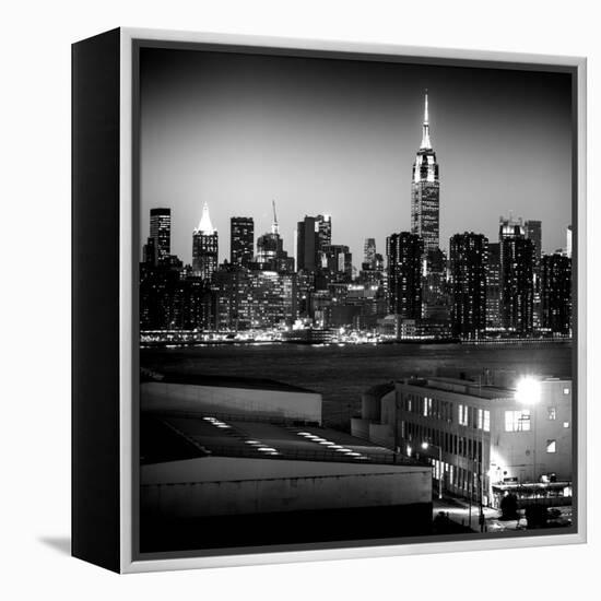 Skyline of the Skyscrapers of Manhattan by Night from Brooklyn-Philippe Hugonnard-Framed Premier Image Canvas