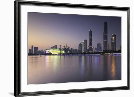 Skyline of Tianhe at dusk, Guangzhou, Guangdong, China, Asia-Ian Trower-Framed Photographic Print