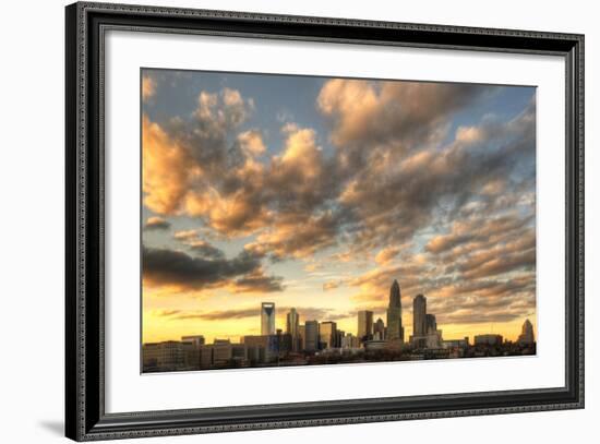 Skyline of Uptown Charlotte, North Carolina under Dramatic Cloud Cover.-SeanPavonePhoto-Framed Photographic Print