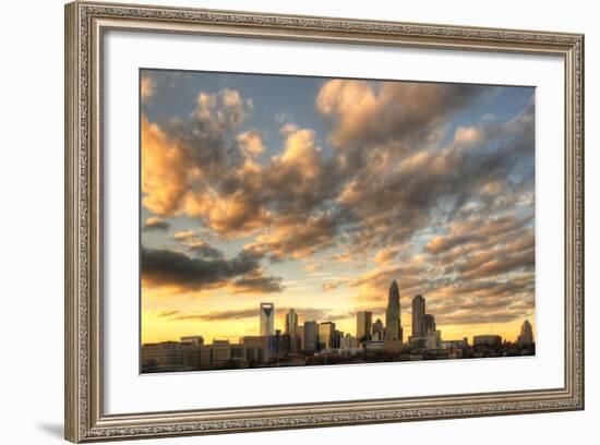 Skyline of Uptown Charlotte, North Carolina under Dramatic Cloud Cover.-SeanPavonePhoto-Framed Photographic Print