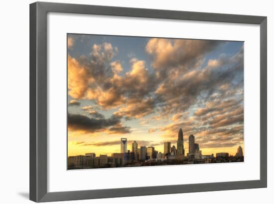 Skyline of Uptown Charlotte, North Carolina under Dramatic Cloud Cover.-SeanPavonePhoto-Framed Photographic Print