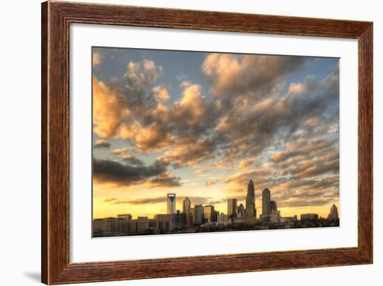 Skyline of Uptown Charlotte, North Carolina under Dramatic Cloud Cover.-SeanPavonePhoto-Framed Photographic Print