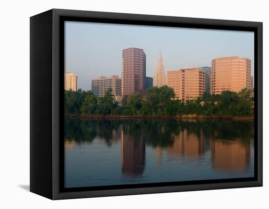 Skyline Reflection in the Connecticut River, Hartford, Connecticut-Jerry & Marcy Monkman-Framed Premier Image Canvas