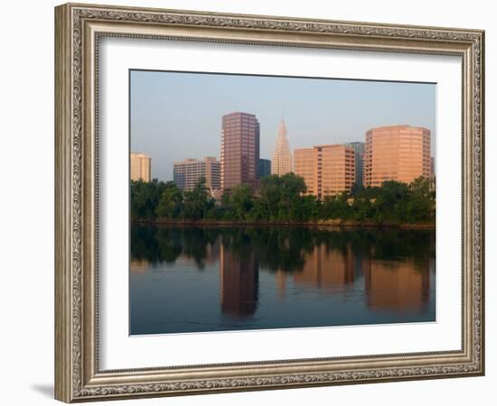 Skyline Reflection in the Connecticut River, Hartford, Connecticut-Jerry & Marcy Monkman-Framed Photographic Print
