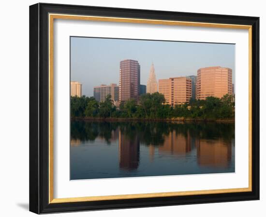 Skyline Reflection in the Connecticut River, Hartford, Connecticut-Jerry & Marcy Monkman-Framed Photographic Print