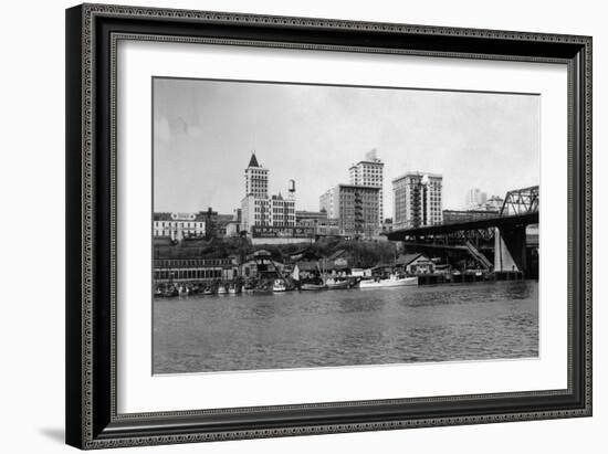 Skyline View - Tacoma, WA-Lantern Press-Framed Art Print