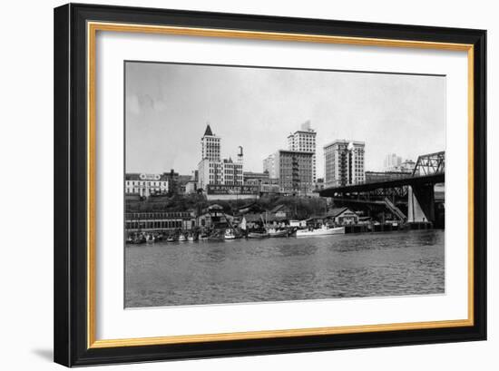 Skyline View - Tacoma, WA-Lantern Press-Framed Art Print