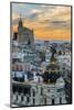 Skyline with Metropolis Building and Gran Via Street at Sunset, Madrid, Comunidad De Madrid, Spain-Stefano Politi Markovina-Mounted Photographic Print