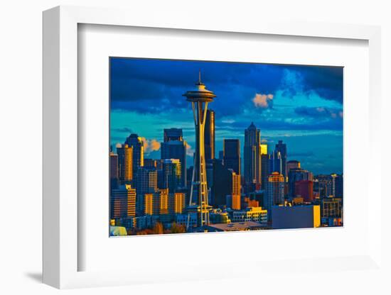 Skyline with Space Needle in Seattle, King County, Washington State, USA-null-Framed Photographic Print