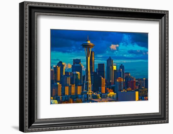 Skyline with Space Needle in Seattle, King County, Washington State, USA-null-Framed Photographic Print