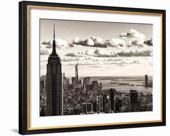 Skyline with the Empire State Building and the One World Trade Center, Manhattan, NYC, Sepia Light-Philippe Hugonnard-Framed Photographic Print