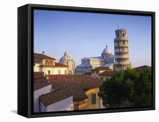 Skyline with the Leaning Tower, Duomo and Baptistery in the City of Pisa, Tuscany, Italy-null-Framed Premier Image Canvas