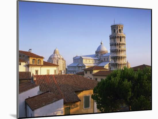 Skyline with the Leaning Tower, Duomo and Baptistery in the City of Pisa, Tuscany, Italy-null-Mounted Photographic Print