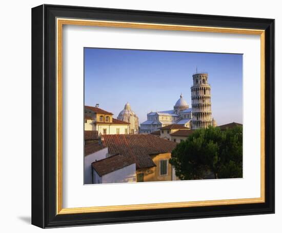 Skyline with the Leaning Tower, Duomo and Baptistery in the City of Pisa, Tuscany, Italy-null-Framed Photographic Print