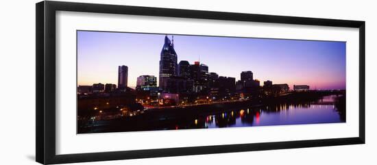 Skylines at Dusk Along Cumberland River, Nashville, Tennessee, USA 2013-null-Framed Photographic Print