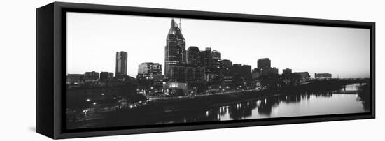 Skylines at Dusk Along Cumberland River, Nashville, Tennessee, USA-null-Framed Premier Image Canvas