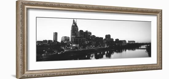 Skylines at Dusk Along Cumberland River, Nashville, Tennessee, USA-null-Framed Photographic Print