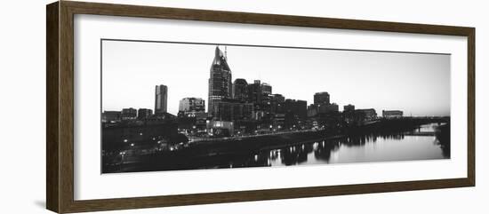 Skylines at Dusk Along Cumberland River, Nashville, Tennessee, USA-null-Framed Photographic Print