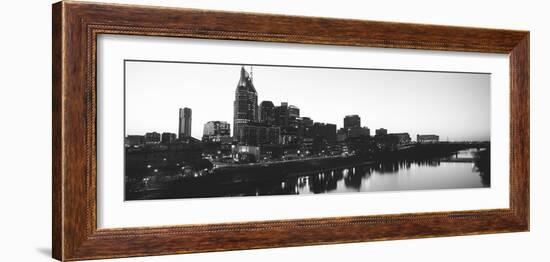 Skylines at Dusk Along Cumberland River, Nashville, Tennessee, USA-null-Framed Photographic Print