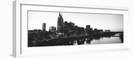 Skylines at Dusk Along Cumberland River, Nashville, Tennessee, USA-null-Framed Photographic Print