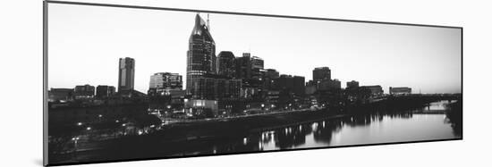 Skylines at Dusk Along Cumberland River, Nashville, Tennessee, USA-null-Mounted Photographic Print