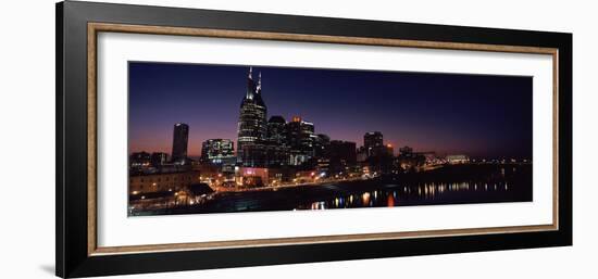 Skylines at Night Along Cumberland River, Nashville, Tennessee, USA 2013-null-Framed Photographic Print